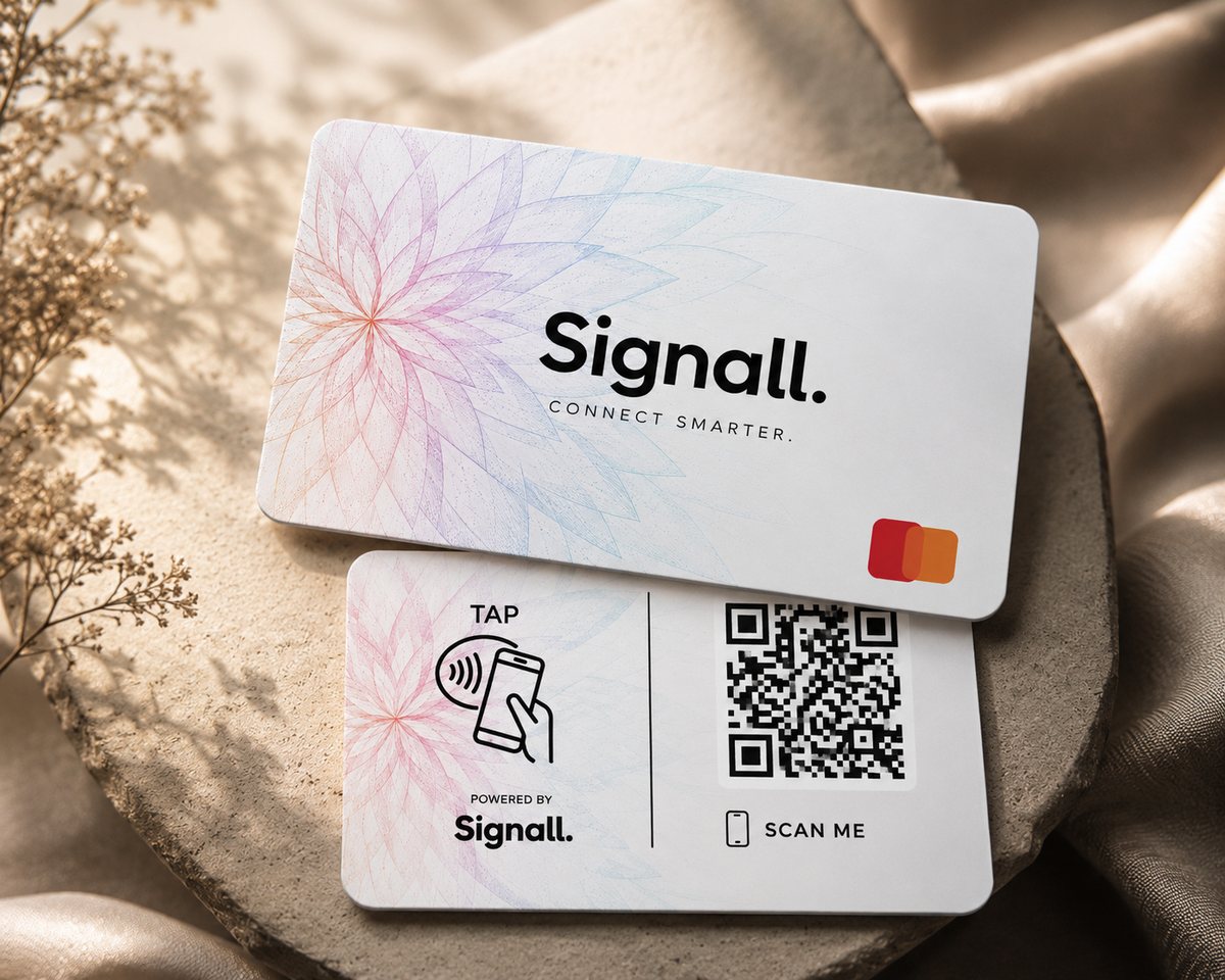 Signall White card front and tap/QR back